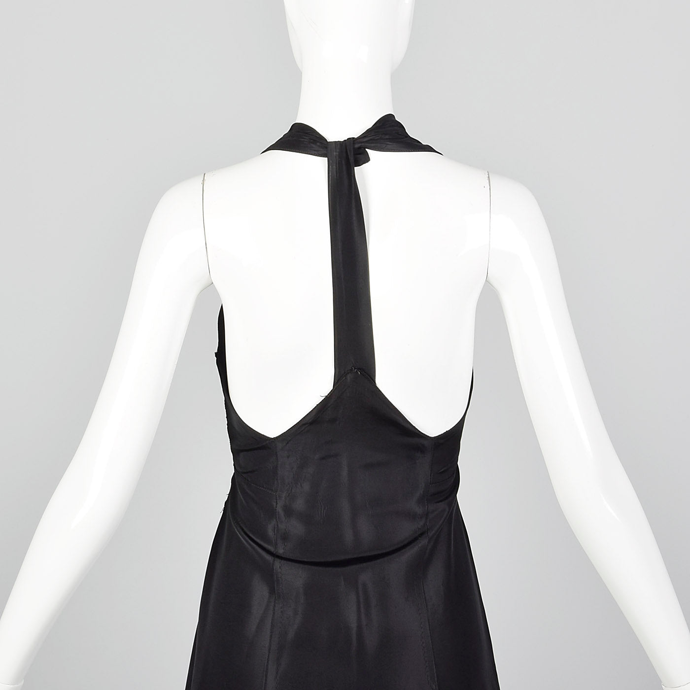 1940s Black Taffeta Party Dress with T-Strap Back