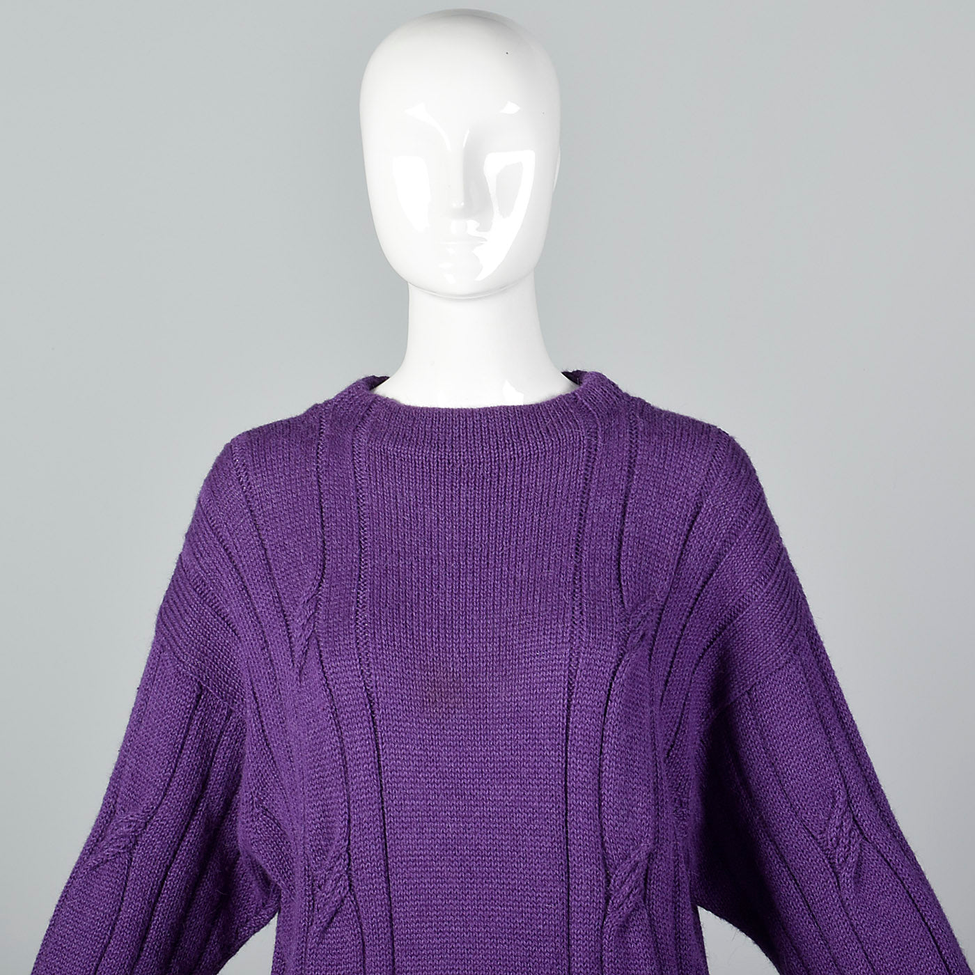 1980s Bottega Veneta Purple Mohair & Silk Blend Cable Knit Sweater