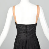 XL 1940s Black Silk Taffeta Gown