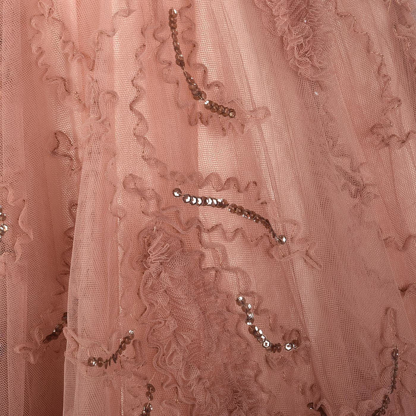Ethereal 1950s Blush Tulle Evening Gown with Sequin Details