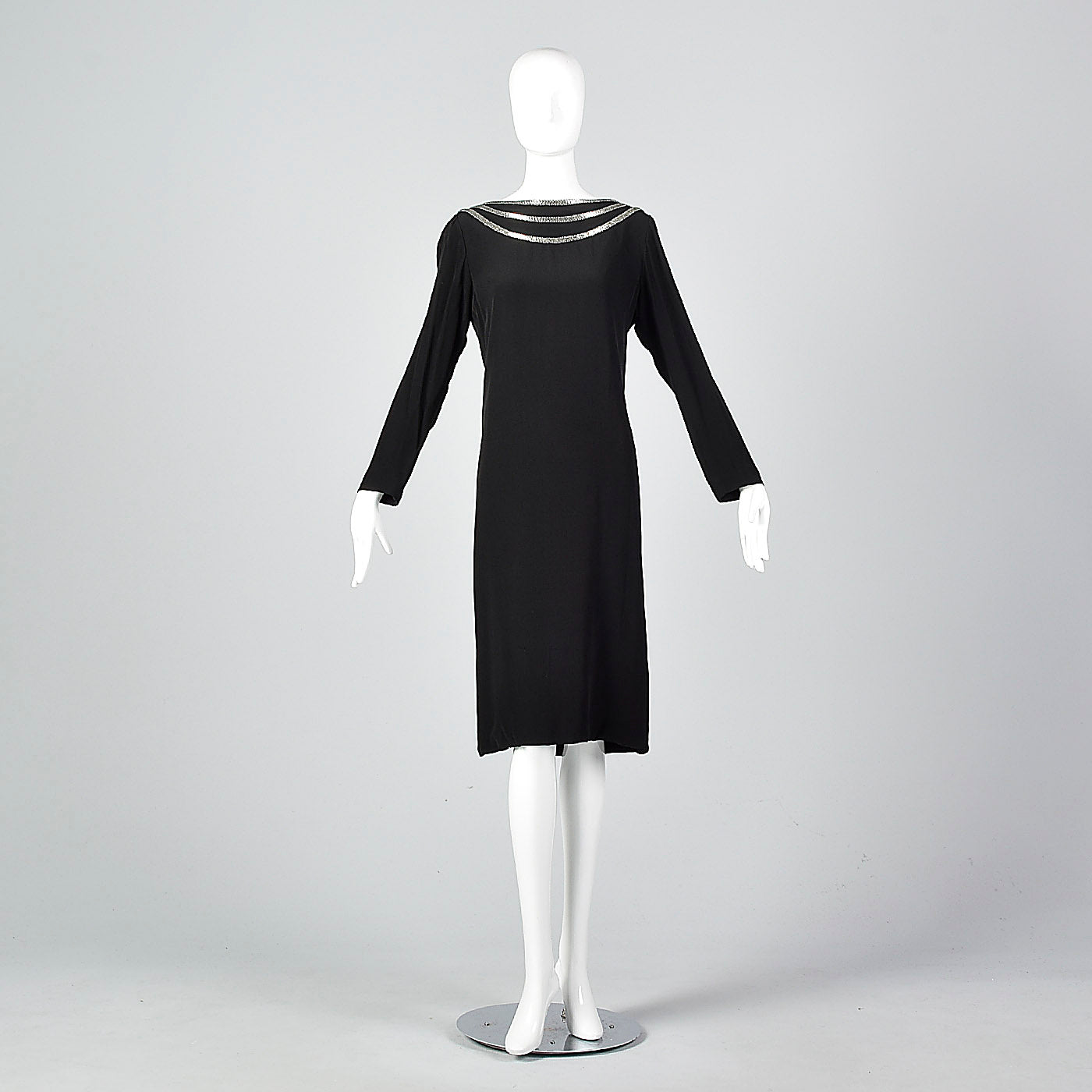 1970s Bob Mackie Little Black Dress with Dramatic Draped Back