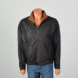 Large Remy 1990s Black Leather Bomber Jacket