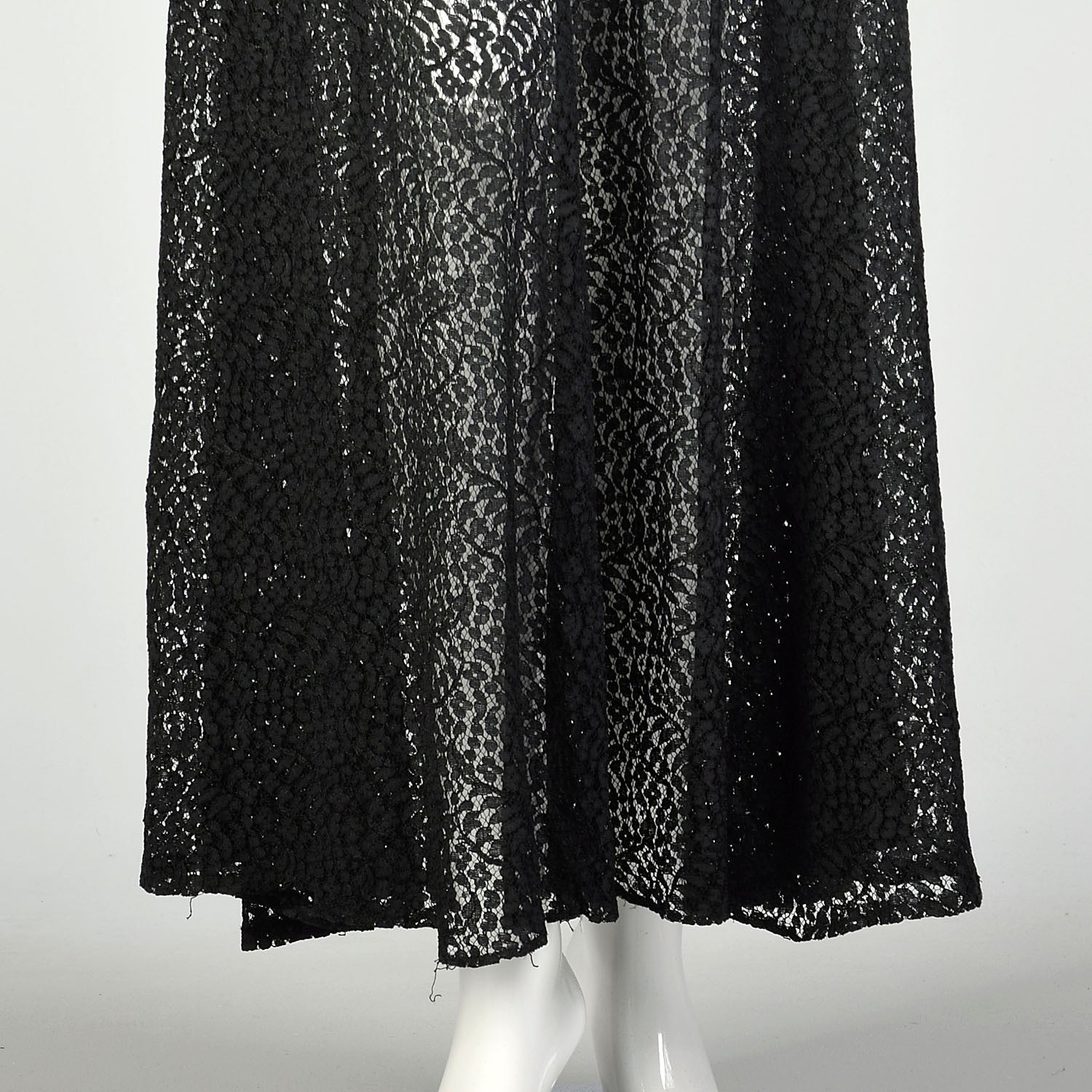 Medium 1930s Sheer Black Lace Dress Glamorous Old Hollywood