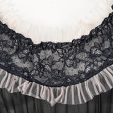 1930s Sheer Black Bias Cut Slip with White Trim