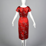 1960s Red Brocade Dress and Jacket Set