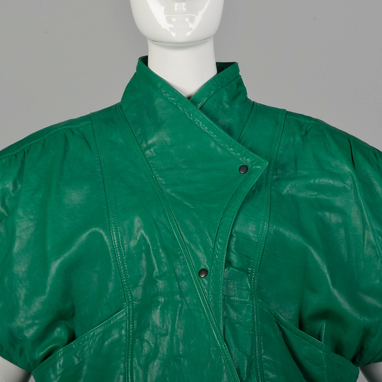 Medium Michael Hoban for North Beach Leather 1980s Green Leather Skirt Set