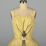 XS 1950s Yellow Rose Cocktail Dress