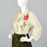 1960s Deadstock Rose Applique Pant Set
