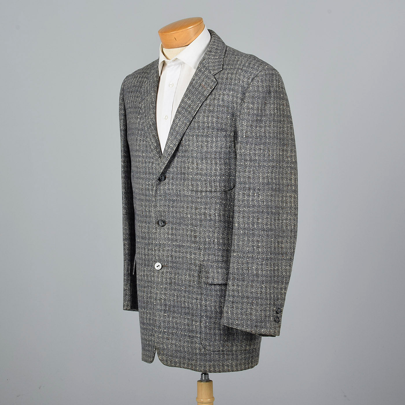 1950s Gray Tweed Jacket with Patch Pockets