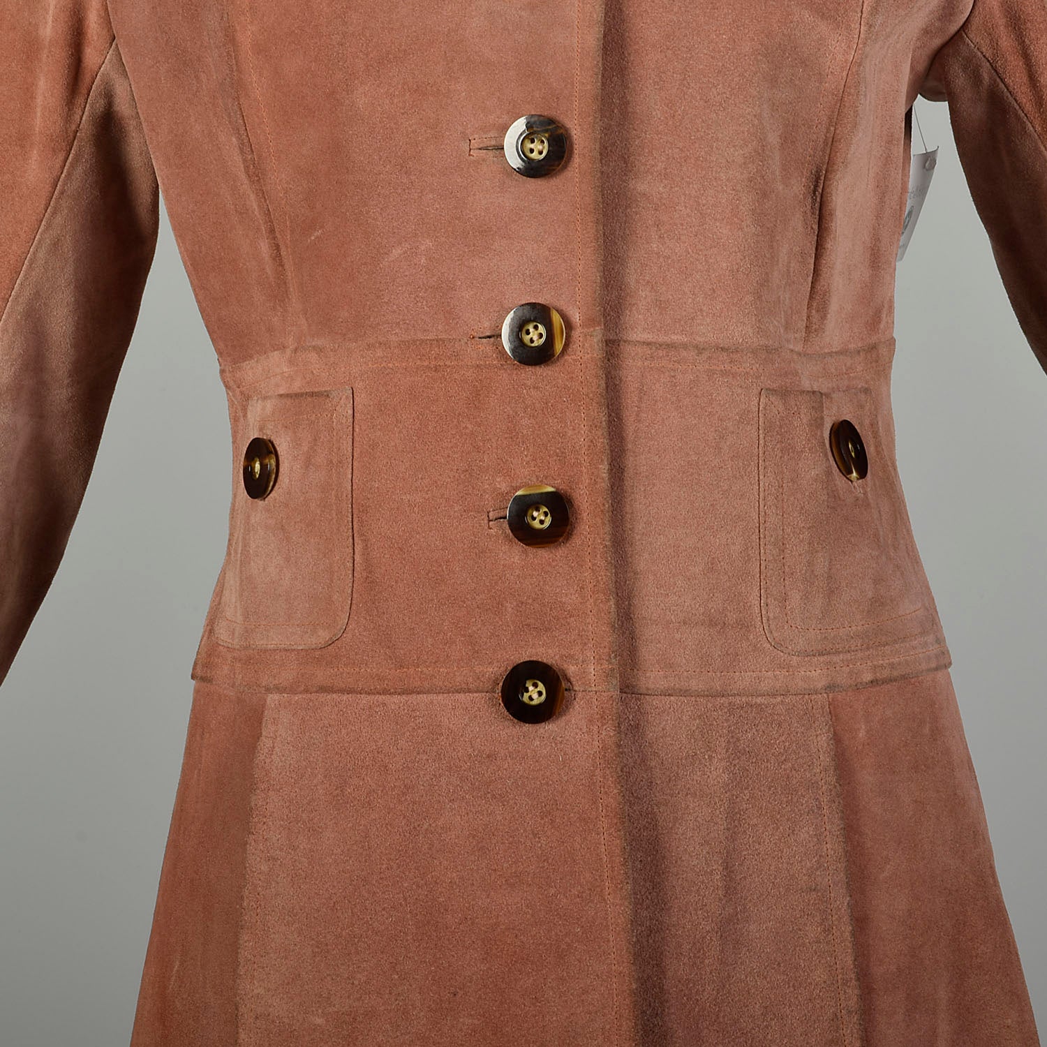 Small 1970s Jacket Tan Leather Hippie Bohemian Suede Boho Trench Coat