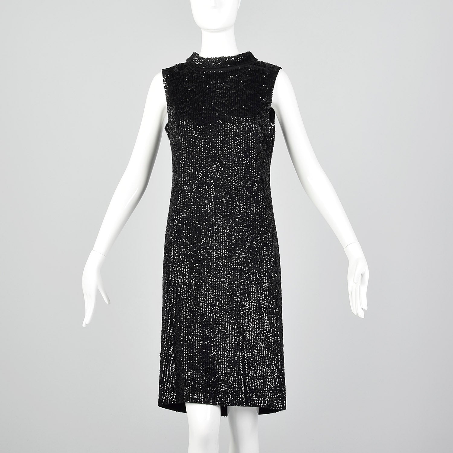 Small Valentina Ltd. 1960s Black Knit Sequin Dress