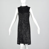 Small Valentina Ltd. 1960s Black Knit Sequin Dress