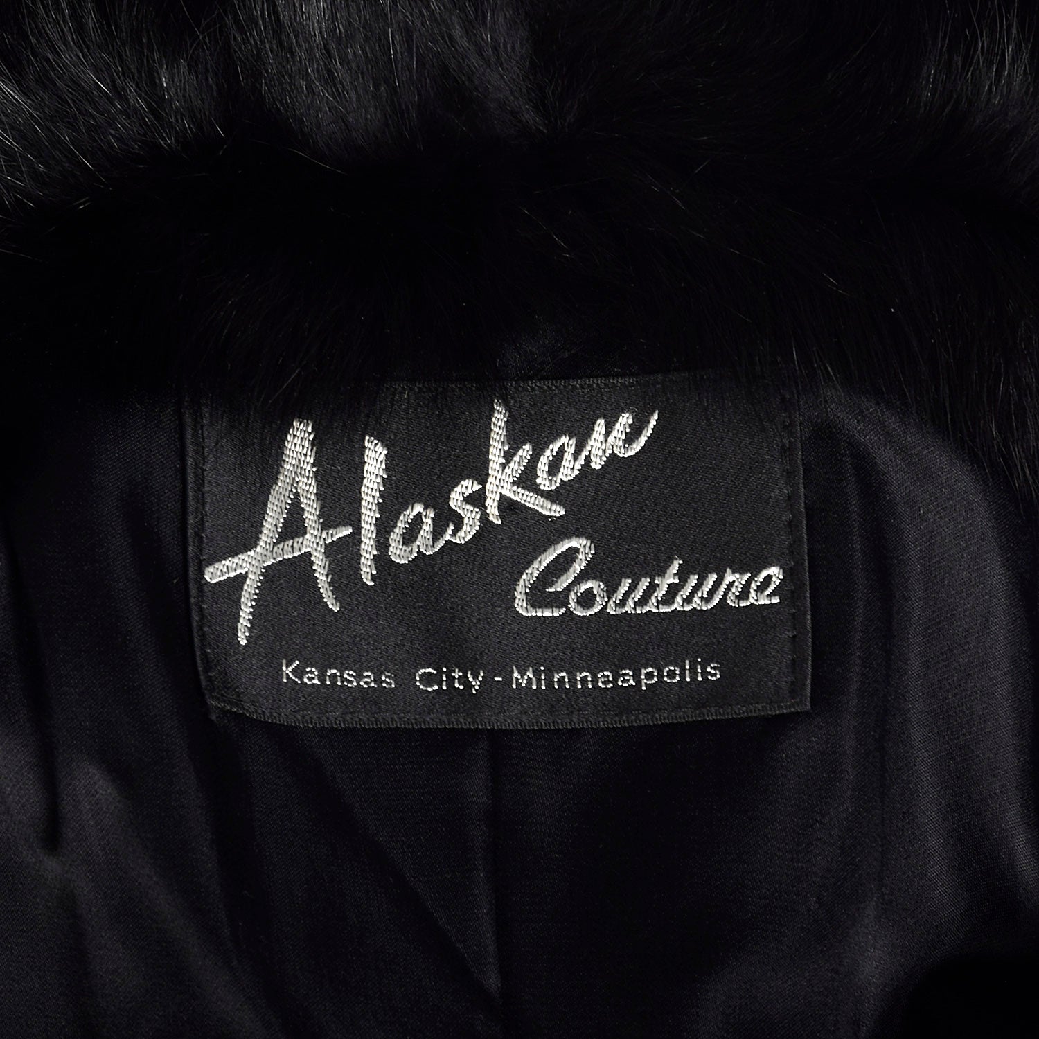 Large 1980s Black Mink Coat with Fox Fur Lapel