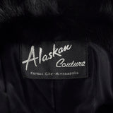 Large 1980s Black Mink Coat with Fox Fur Lapel