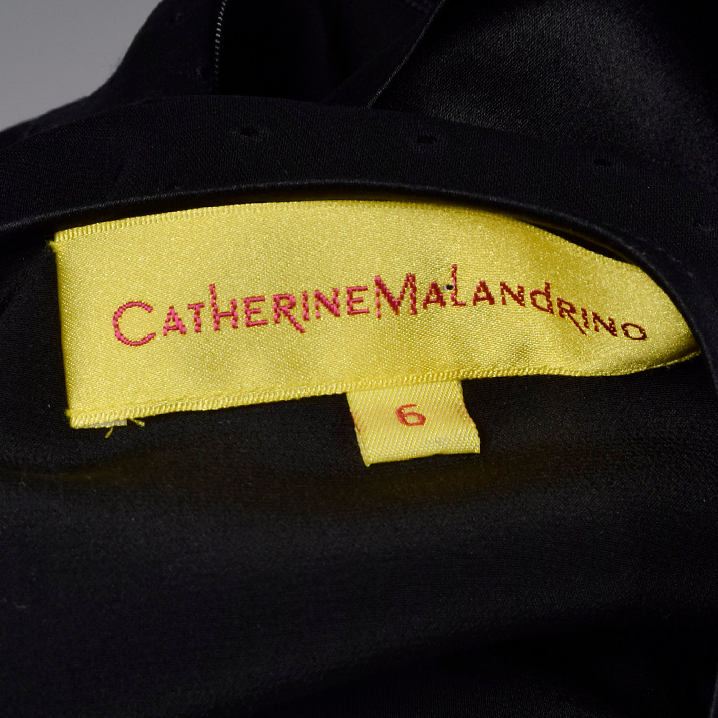 2000s Catherine Malandrino Black Silk Dress with Tie Back Waist