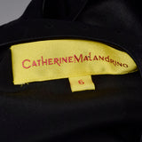2000s Catherine Malandrino Black Silk Dress with Tie Back Waist