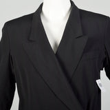 Small 2000s Ann Demeulemeester Vintage Designer Black Tuxedo Jacket Long Sleeve Wrap Dress