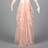 1950s Sheer Pink Dress with Draped Skirt