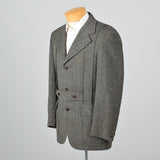 1970s Mens Herringbone Tweed Belted Norfolk Jacket