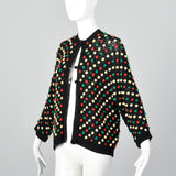 1960s Black Sweater with Multicolored Pom Poms