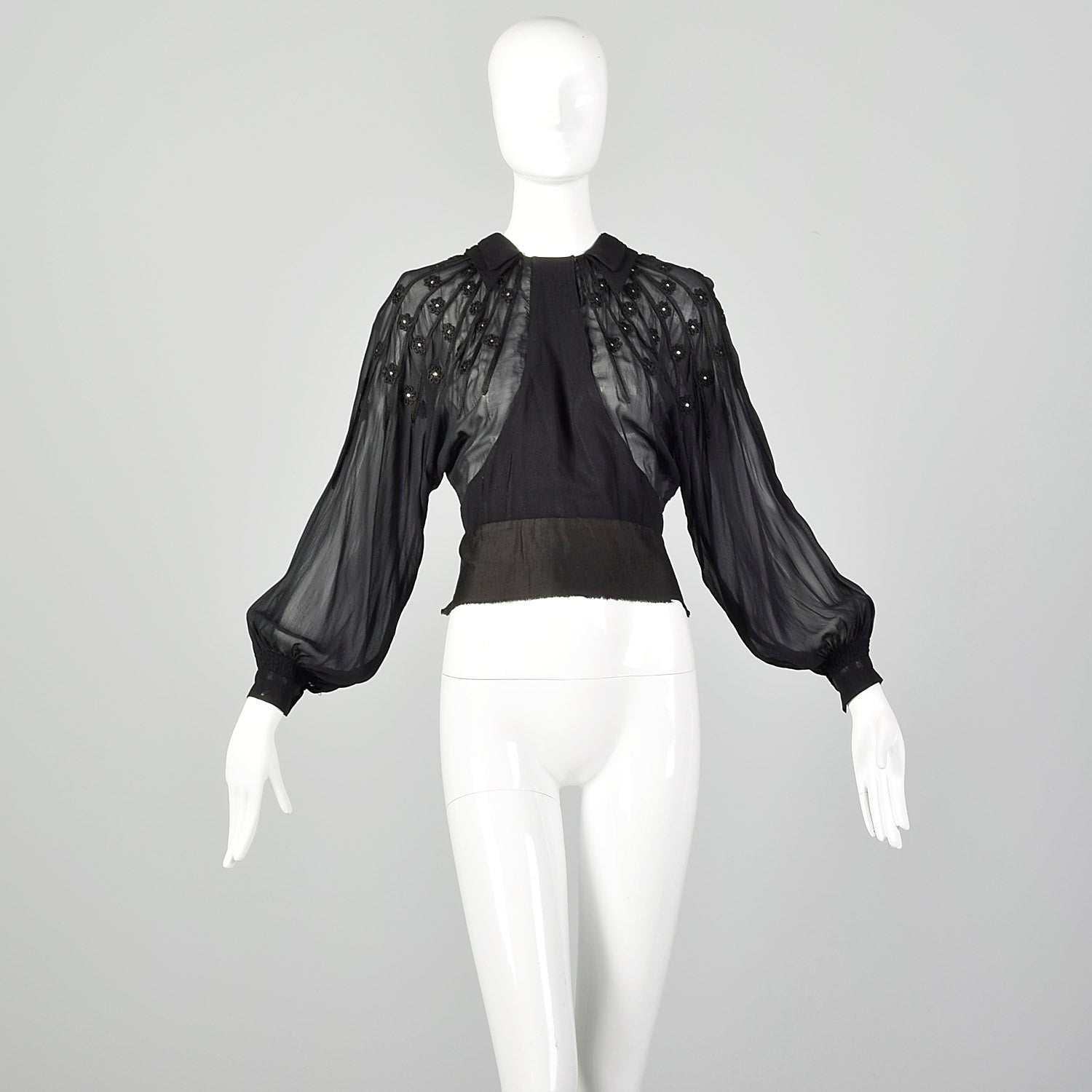 Medium 1930s Sheer Black Shirt