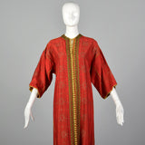 1970s Red Silk Dupioni Kaftan