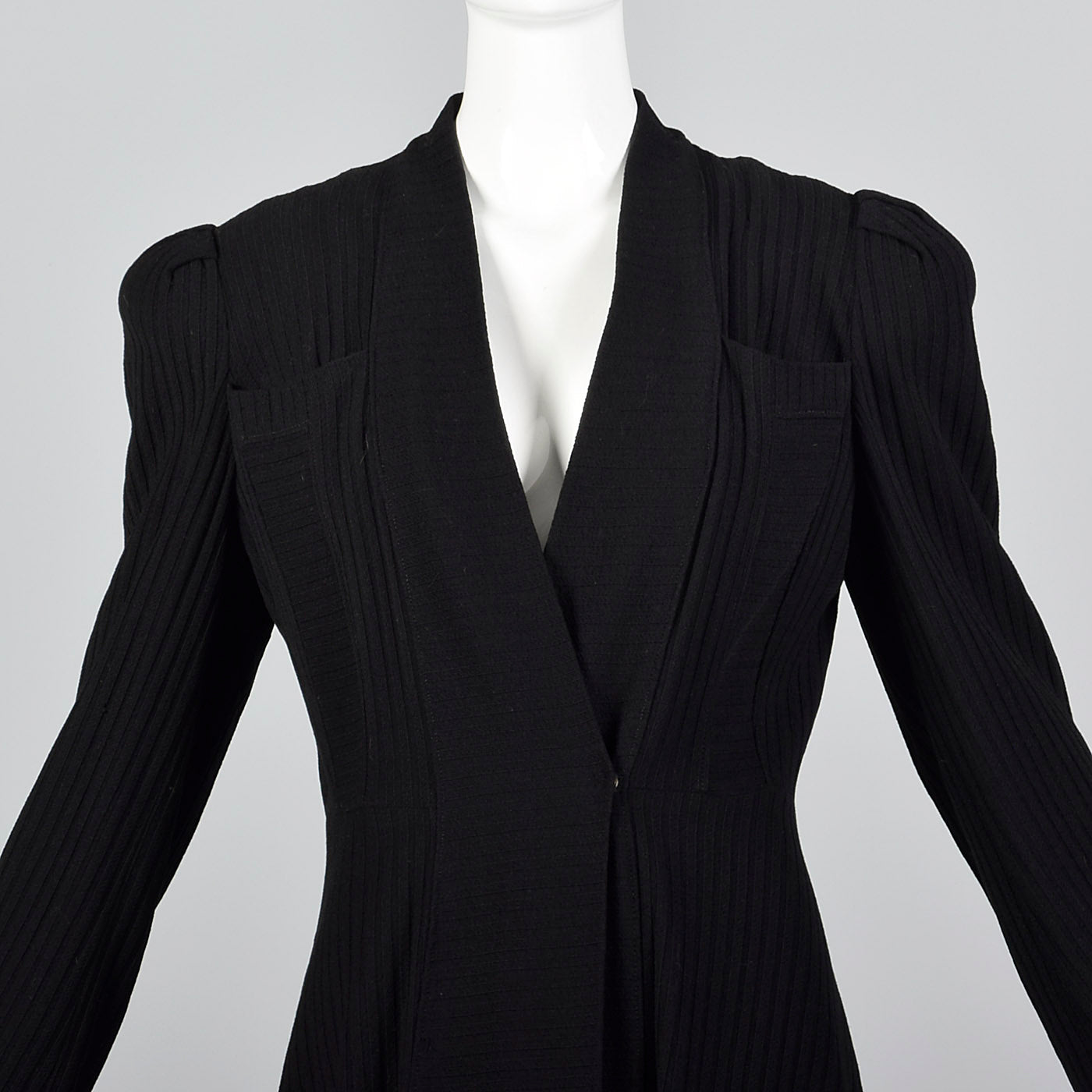 1940s Black Striped Wrap Coat