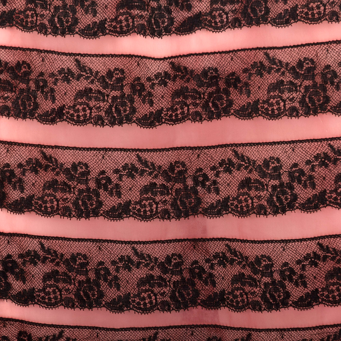 1950s Schiaparelli Pink Half Slip with Layered Black Lace