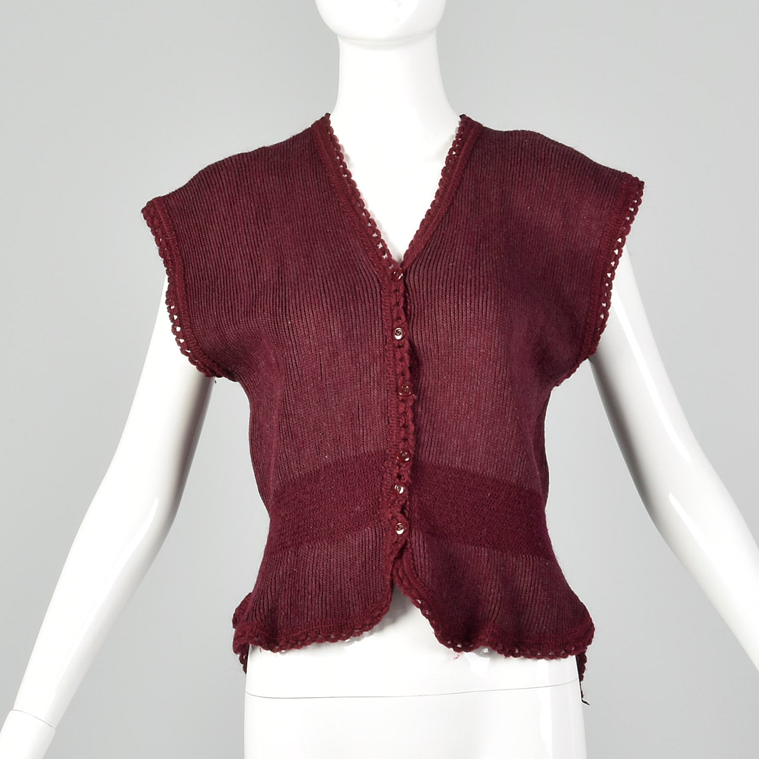 1930s Hug-Me-Tite Burgundy Sweater Vest