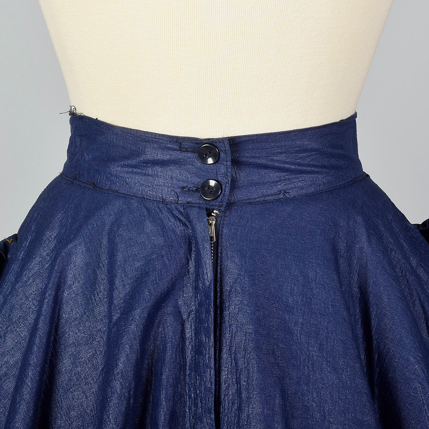 1950s Blue Circle Skirt with Patch Pockets
