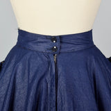 1950s Blue Circle Skirt with Patch Pockets