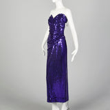1980s Lillie Rubin Purple Sequin Strapless Mermaid Prom Dress