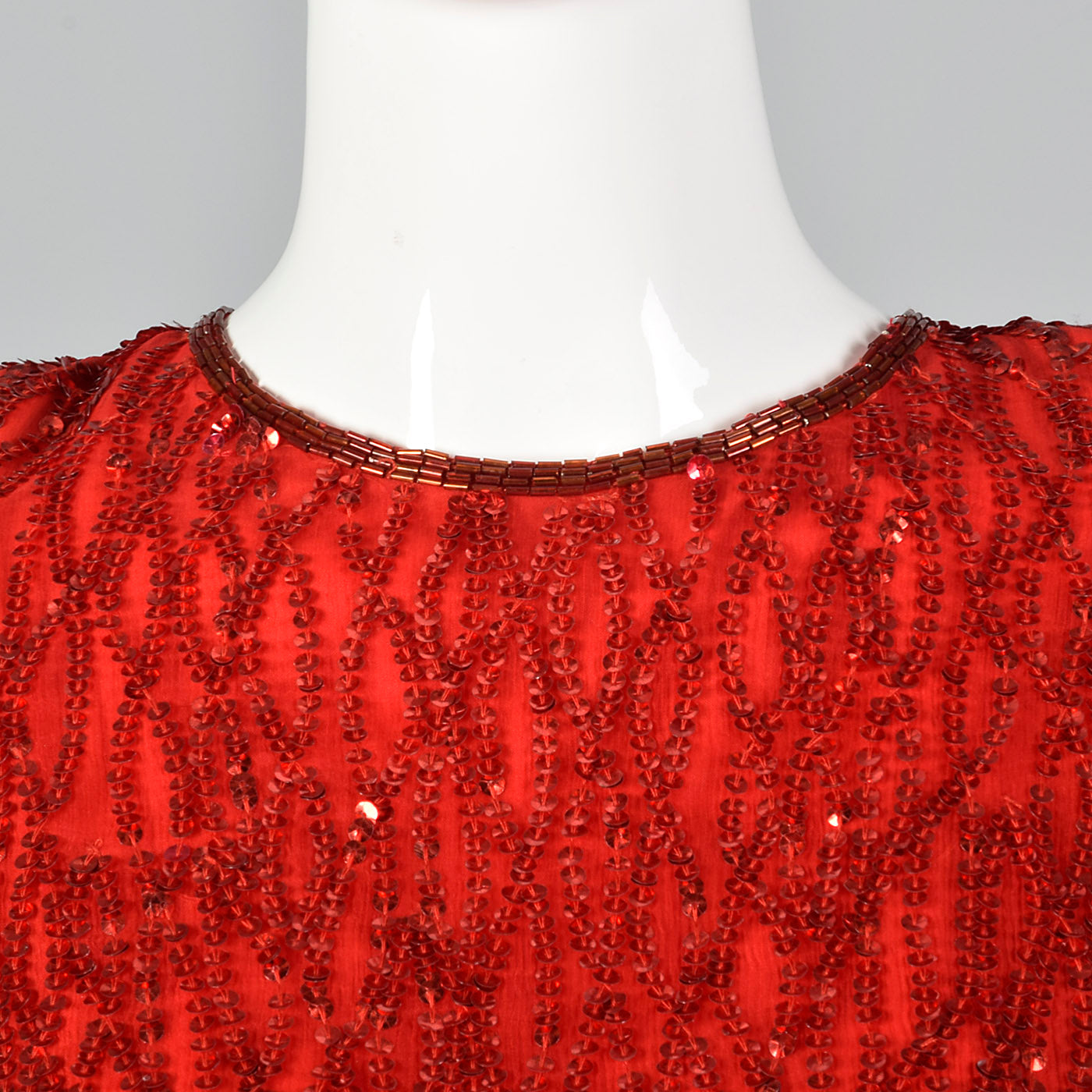 1980s Red Sequin Party Dress