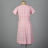 1950s Pink Gingham Pencil Dress