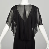 Large 1930s Little Black Dress 2pc Bias Cut Formal Evening Sheer Art Deco Ensemble