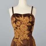 1950s Brown Dress with Lace Applique