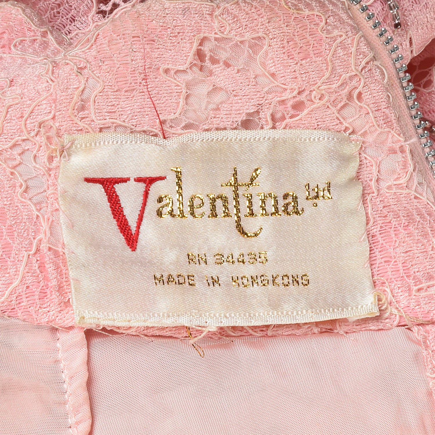 1960s Valentina Pink Lace Beaded Dress