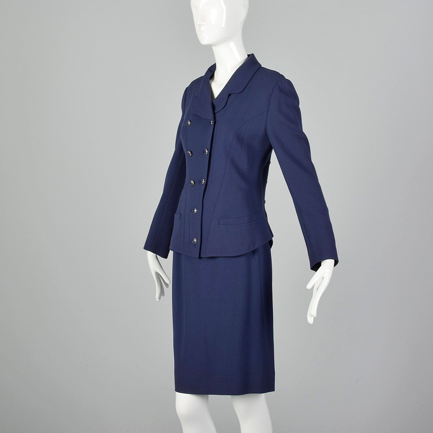 Small Karl Lagerfeld 1990s Blue Skirt Suit