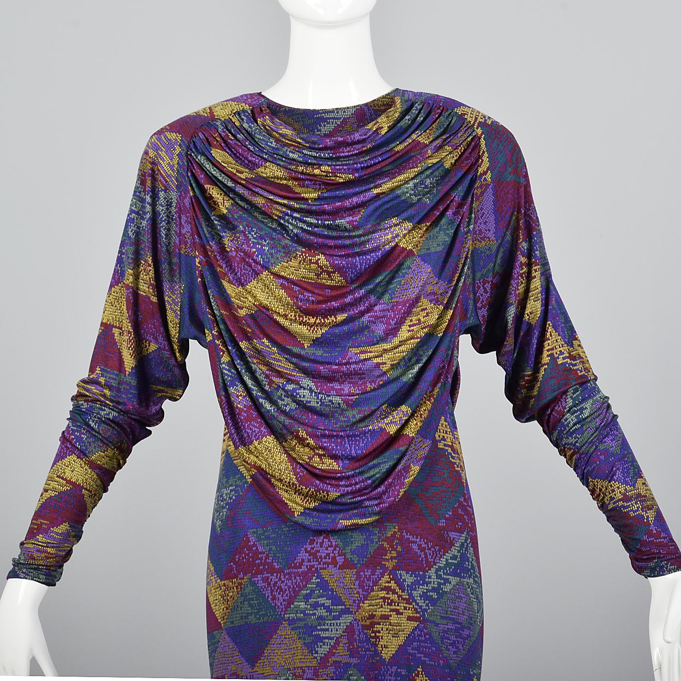 Missoni Purple Silk Jersey Dress with Draped Bodice