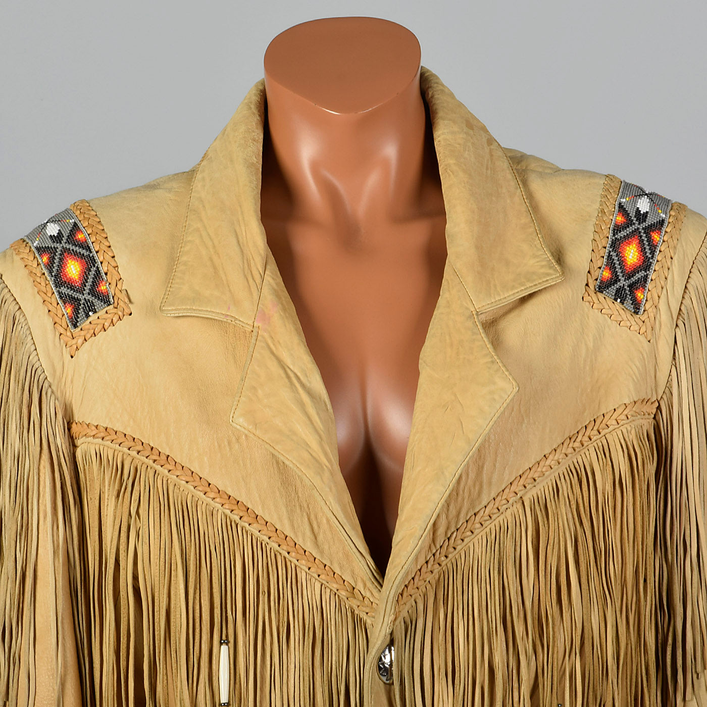 1990s Mens Leather Fringe Jacket