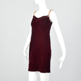 Small Anne Klein Late 1970s / Early 1980s Burgundy Velvet Dress