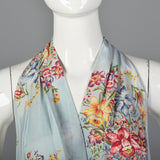 1940s Blue Daffodil Print Nightgown
