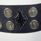 1980s Fendi Black Leather Belt with Snakeskin