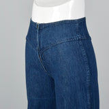 1970s Zip Front Bell Bottoms Cotton Denim