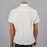 1950s Deadstock White Cotton Shirt with Loop Collar