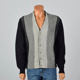 1950s Mens Campus Black and Gray Cardigan