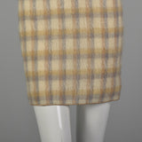 1960s Small Plaid Mohair Cheongsam Dress