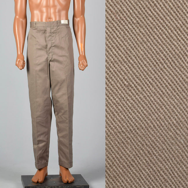 Large 1960s Deadstock Sanforized Cotton Brown Pants