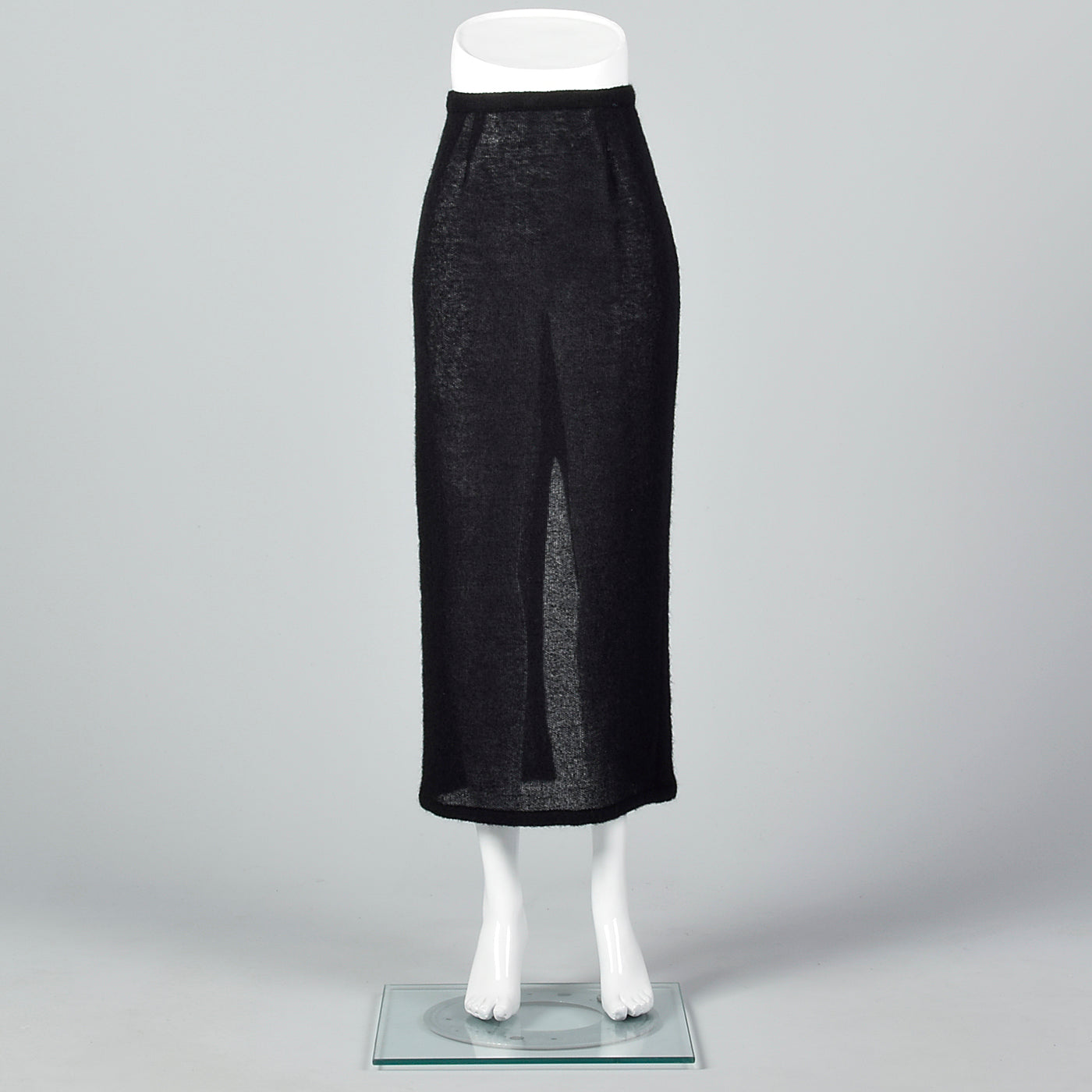 1990s Sheer Knit Wool Pencil Skirt
