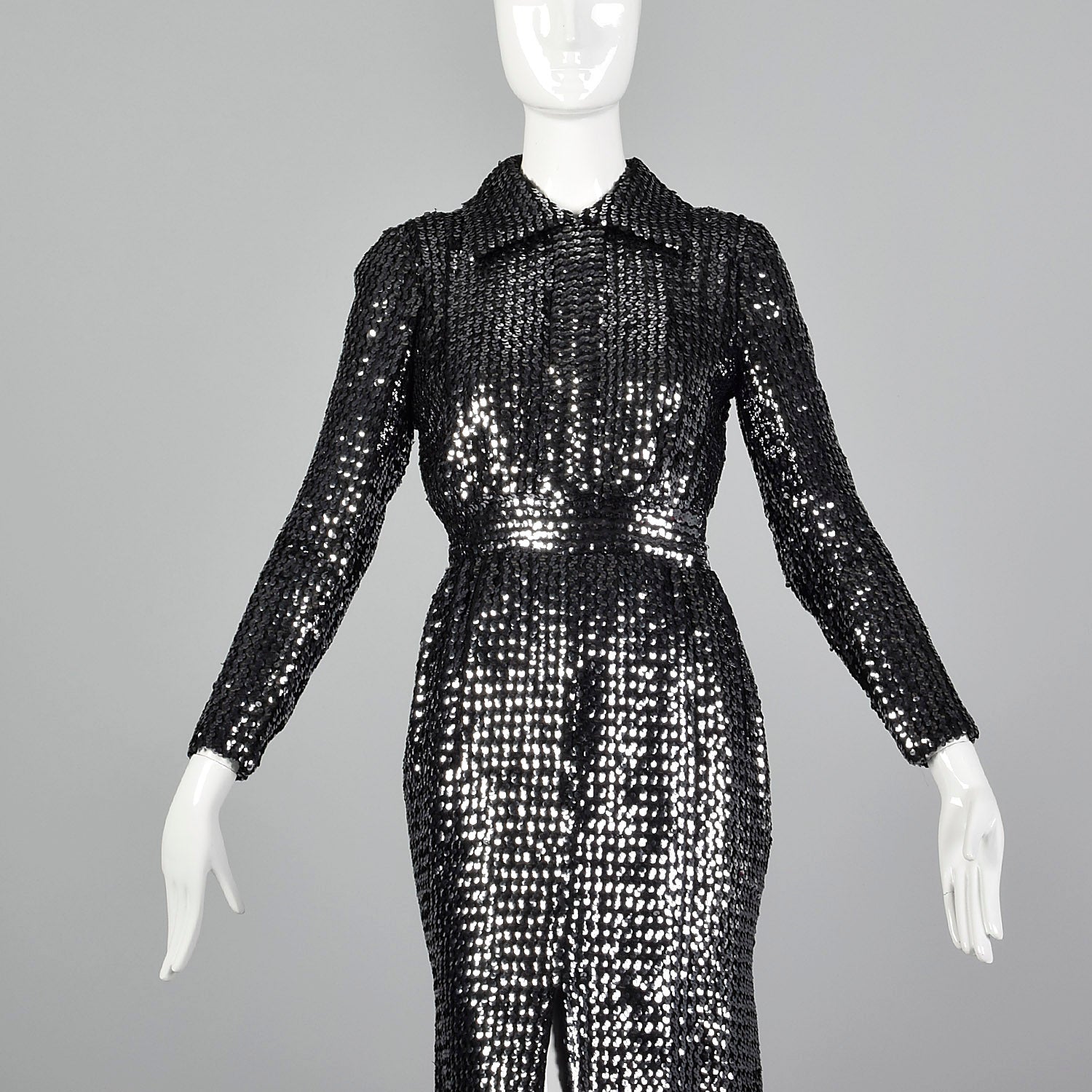 1970s Silver Sequin Dress